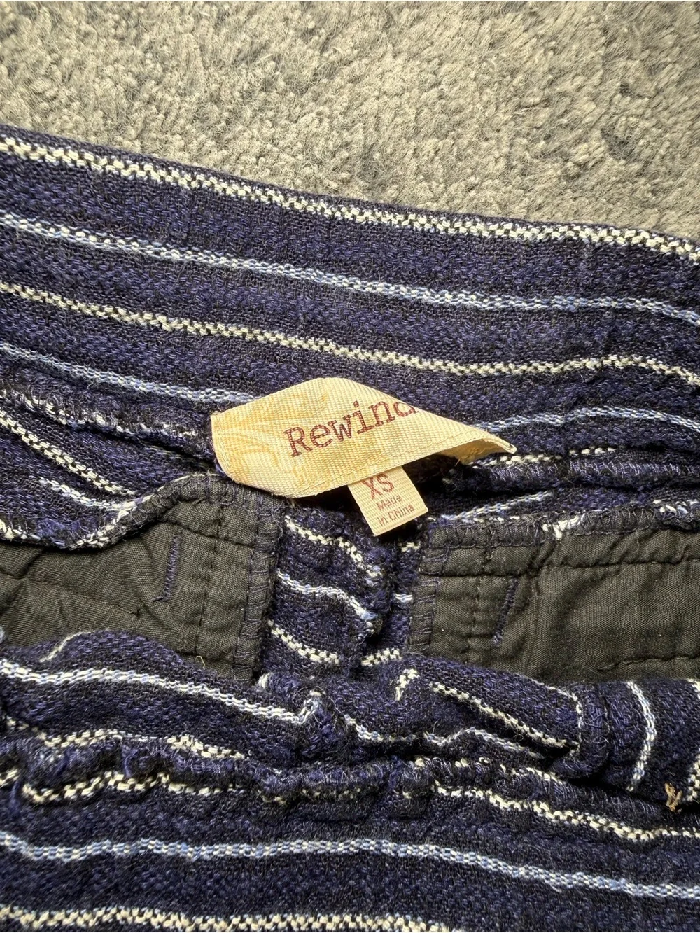 Navy Striped Knit Drawstring Lounge Shorts